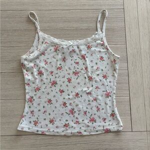 Floral Lace Trim Cami Top